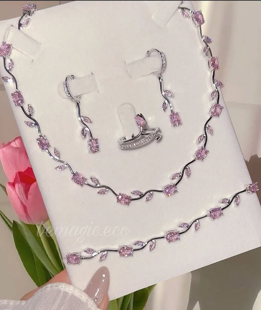 Tulip crystal jewellery set